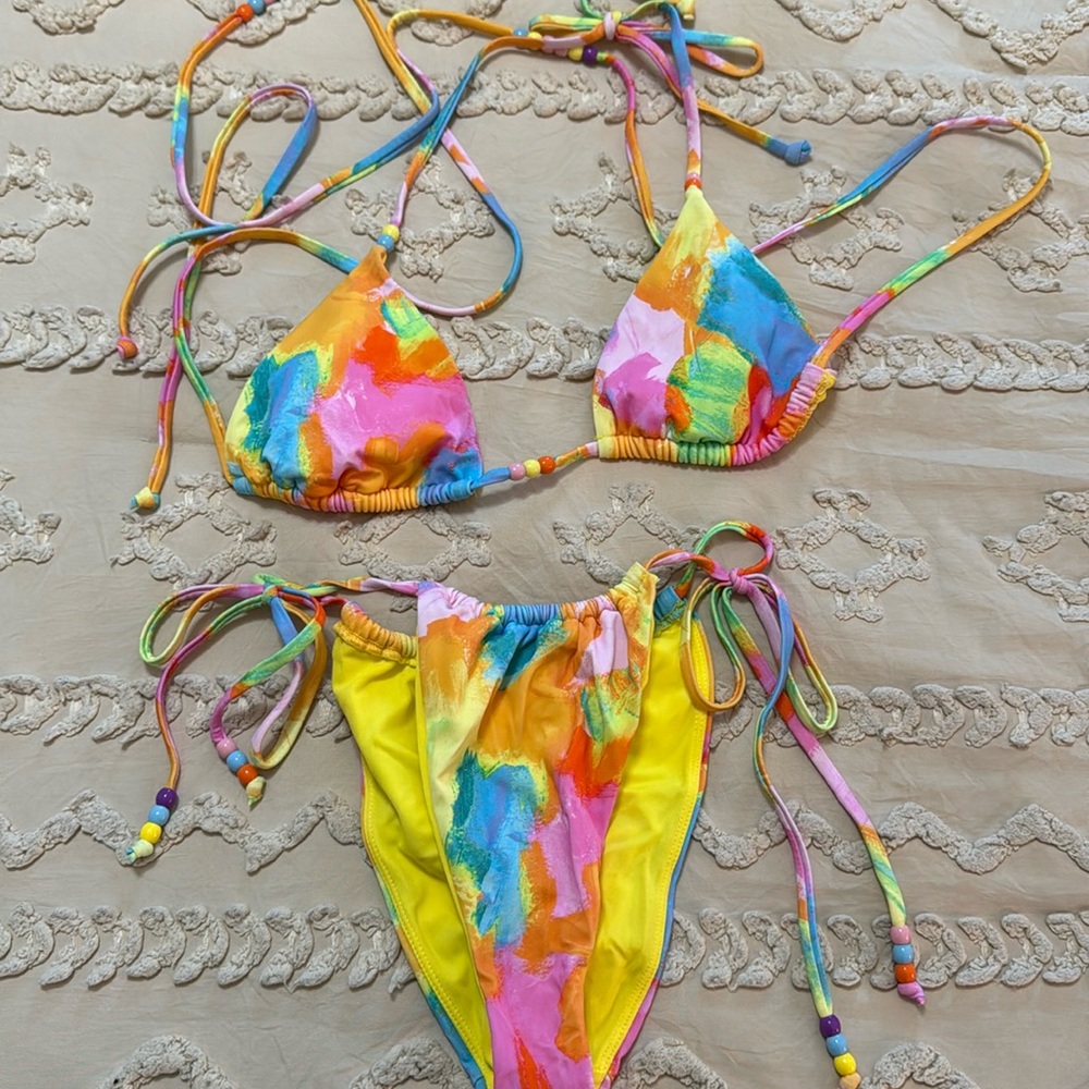 pacsun beaded swimsuit top & bottoms